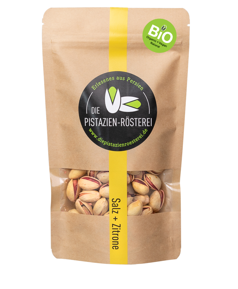 Geröstete Bio-Pistazien mit Salz & Zitrone — Verpackung