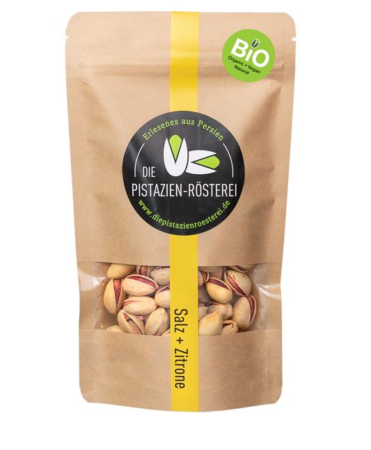 Geröstete Bio-Pistazien mit Salz & Zitrone — Verpackung